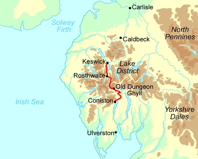 Cumbria Way Highlights map